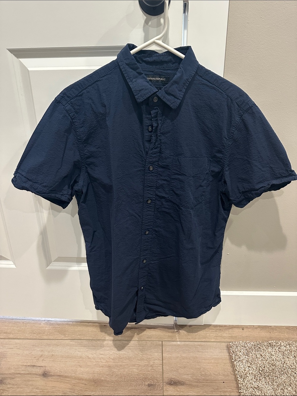 Banana Republic Dark Navy Short Sleeve Button-Down Shirt